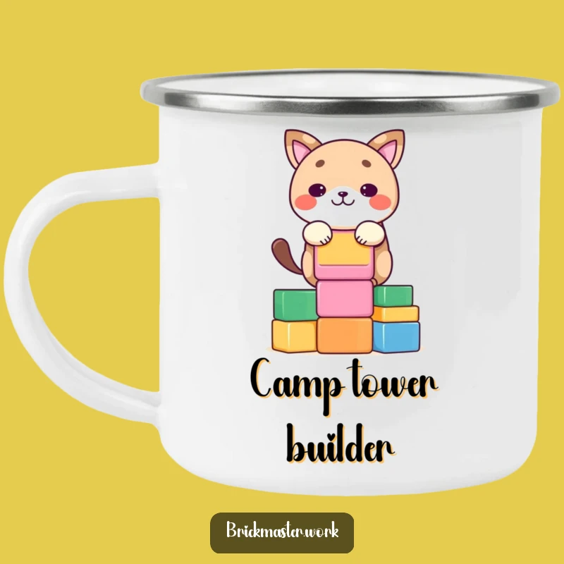 Funny Block Stacker Animal Camping Mug: Kawaii Focused Outdoor Fun