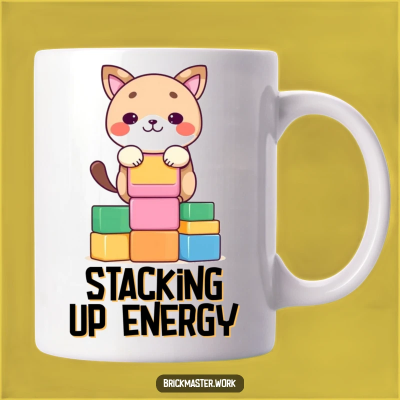 Funny Block Stacker Animal Mug: Kawaii Construction Creativity Gift