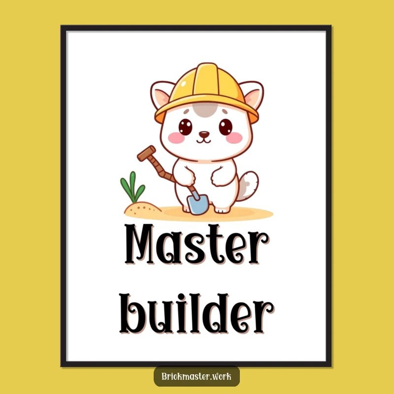Funny Construction Animal Digital Art: Cute Hard Hat Character Download