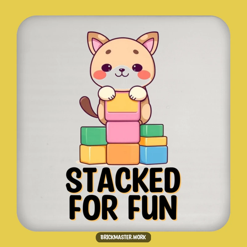 Funny Block Stacker Animal Coaster: Kawaii Focused Surface Protector