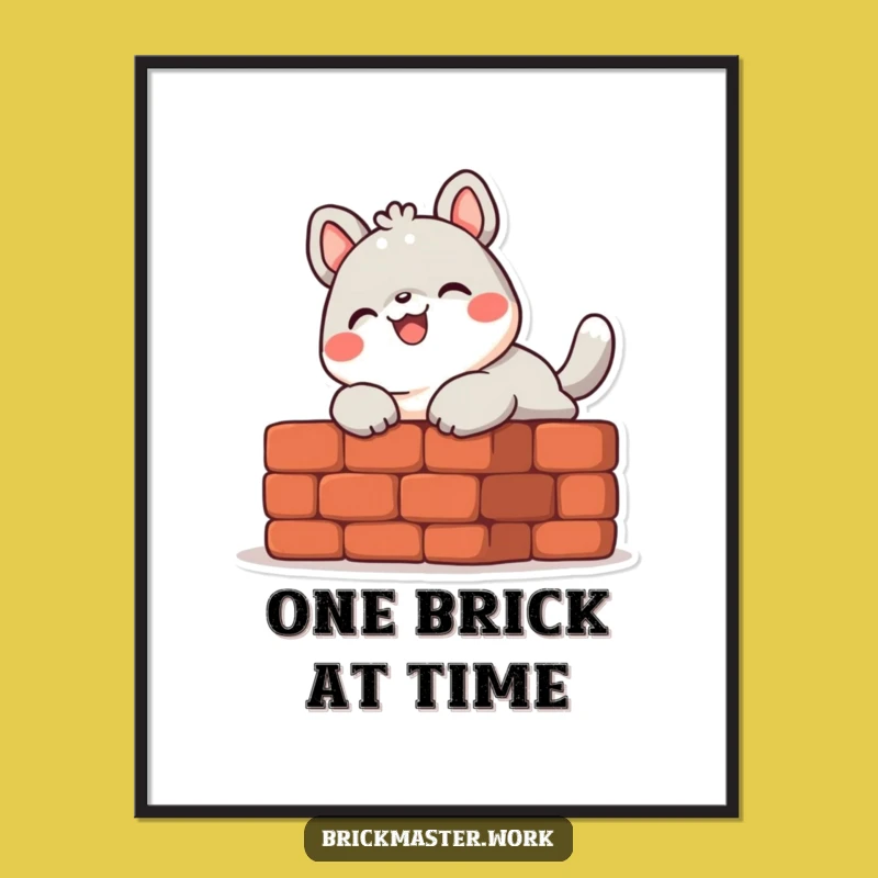 Funny Animal Bricklayer Poster: Cheerful Construction Character Art
