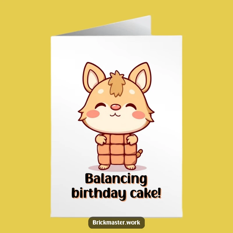 Funny Free Printable Birthday Card: Balancing Brick Animal - DIY Downloadable Gift