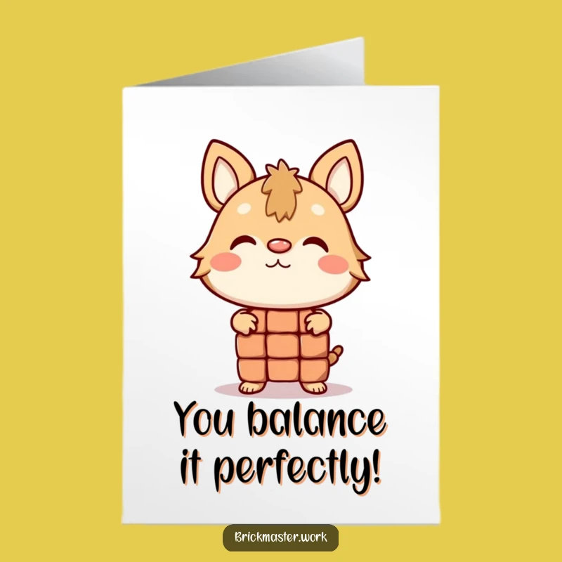Free Printable Congrats Card: Balancing Brick Animal - DIY Downloadable Success Gift