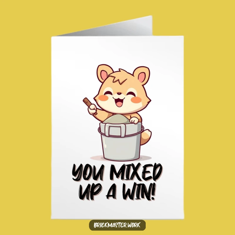 Free Printable Congrats Card: Cement Mixer Animal - DIY Downloadable Achievement Gift