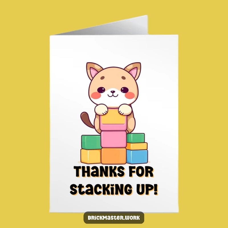 Free Printable Thank You Card: Block Stacking Animal - DIY Downloadable Appreciation Gift
