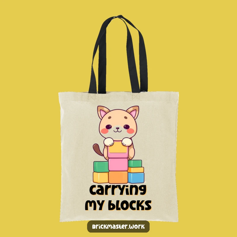 Funny Block Stacker Animal Tote Bag: Kawaii Creative Carry-All