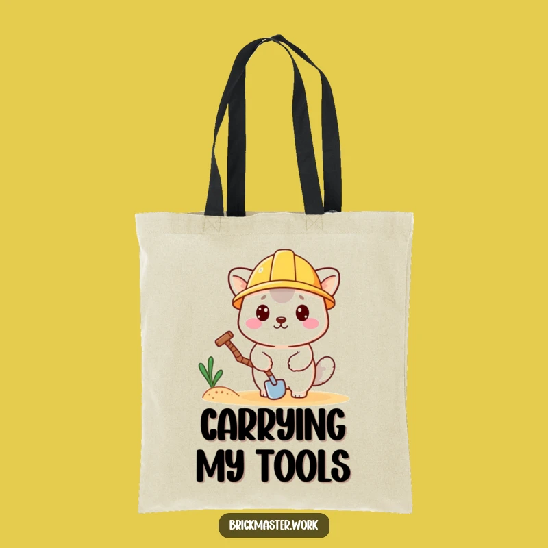 Funny Hard Hat Animal Tote Bag: Cute Construction Worker Carry-All